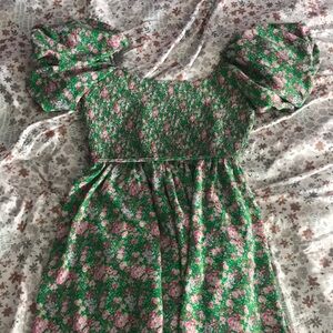 Floral Green Boutique Dress NWOT